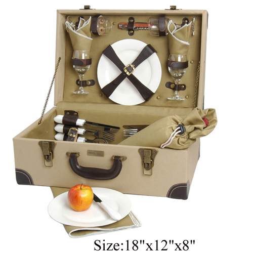 Wooden Picnic Basket for 2 persons use