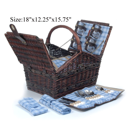 Willow Picnic Basket for 4 persons use