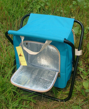 Food cooler bag with foldable stool
